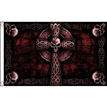 DRAPEAU TÊTE DE MORT AVEC CROIX 150x90cm - DRAPEAU PIRATE 90 x 150 cm - DRAPEAUX