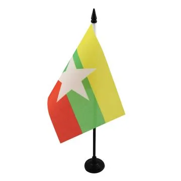 DRAPEAU DE TABLE BIRMANIE 15x10cm - PETIT DRAPEAUX DE BUREAU BIRMAN 10 x 15 cm