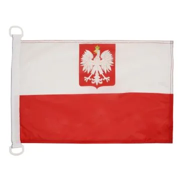 PAVILLON NAUTIQUE POLOGNE AVEC AIGLE 45x30cm - DRAPEAU DE BATEAU POLONAIS 30 x 45 cm