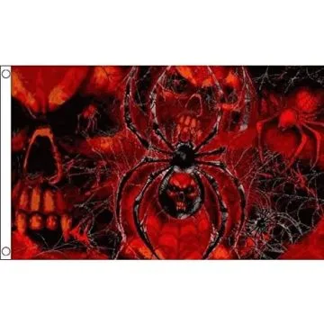 DRAPEAU TÊTE DE MORT AVEC ARAIGNÉE 150x90cm - DRAPEAU PIRATE 90 x 150 cm - DRAPEAUX