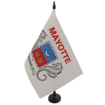 DRAPEAU DE TABLE MAYOTTE 21x14cm - PETIT DRAPEAUX DE BUREAU MAHORAIS - FRANCE 14 x 21 cm