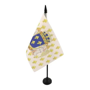DRAPEAU DE TABLE ROYAUME DE FRANCE ANGES 21x14cm - PETIT DRAPEAUX DE BUREAU ROYALISTE FRANÇAIS FLEUR DE LYS 14 x 21 cm