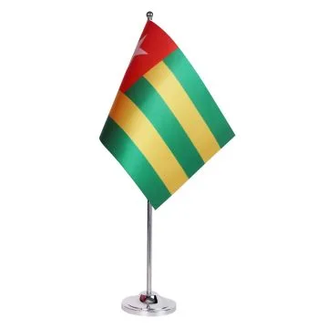 DRAPEAU DE TABLE prestige TOGO 22x15cm en SATIN - GRAND DRAPEAUX DE BUREAU TOGOLAIS 15 x 22 cm