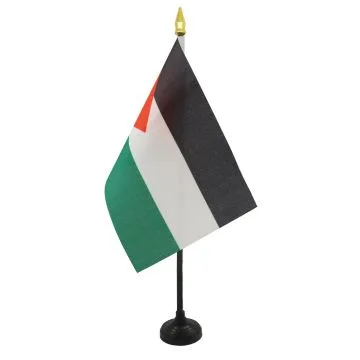 DRAPEAU DE TABLE PALESTINE 15x10cm - PETIT DRAPEAUX DE BUREAU PALESTINIEN 10 x 15 cm pointe dorée