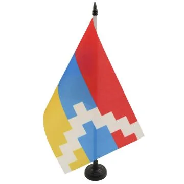DRAPEAU DE TABLE HAUT-KARABAGH 21x14cm - PETIT DRAPEAUX DE BUREAU ARTSAKH - HAUT-KARABAKH - ARMÉNIE 14 x 21 cm