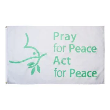 DRAPEAU PRIEZ POUR LA PAIX AVEC COLOMBE 150x90cm - DRAPEAU PRAY FOR PEACE  90 x 150 cm - DRAPEAUX