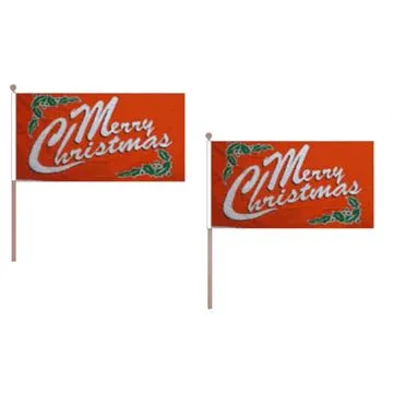 DRAPEAU JOYEUX NOÍ?L 45x30cm HAMPE en bois - LOT DE 10 DRAPEAUX MERRY CHRISTMAS 30 x 45 cm