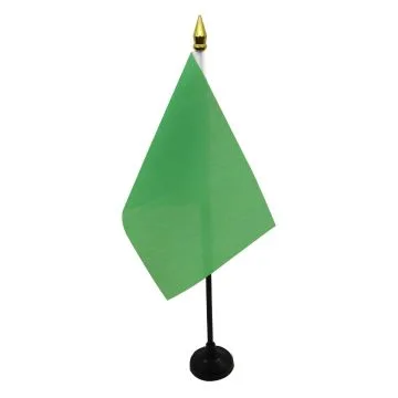 DRAPEAU DE TABLE UNICOLORE VERT 15x10cm - PETIT DRAPEAUX DE BUREAU DE COULEUR VERTE 10 x 15 cm pointe dorée