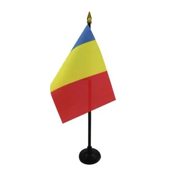 DRAPEAU DE TABLE ANDORRE CIVIL 15x10cm - PETIT DRAPEAUX DE BUREAU ANDORRAN SANS ÉCUSSON 10 x 15 cm pointe dorée