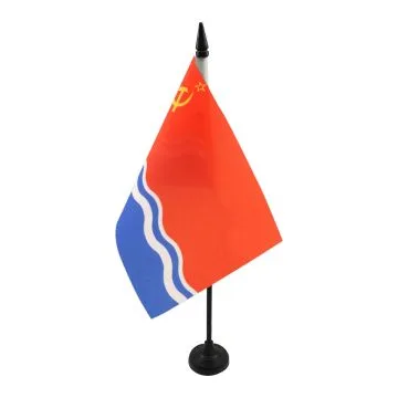 Drapeau de table République socialiste soviétique de Lettonie 1940-1990 21x14cm - PETIT Drapeaux DE BUREAU de la RSSL d\'URSS 14 x 21 cm