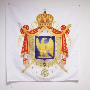 DRAPEAU ARMES NAPOLÍ?ON III SECOND EMPIRE 1852-1870 90x90cm - DRAPEAU EMPIRE FRANÍ?AIS 90 x 90 cm Fourreau pour hampe