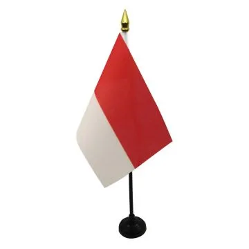 DRAPEAU DE TABLE ALSACE ROT UN WISS 15x10cm - PETIT DRAPEAUX DE BUREAU ALSACIEN - FRANCE 10 x 15 cm pointe dorée