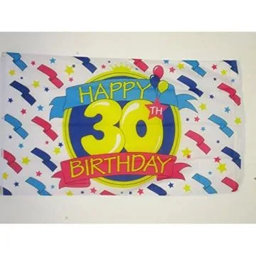 DRAPEAU JOYEUX ANNIVERSAIRE 30 ANS 150x90cm - DRAPEAU HAPPY BIRTHDAY 90 x 150 cm - DRAPEAUX