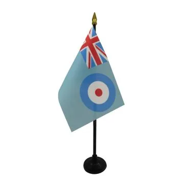 DRAPEAU DE TABLE ROYAL AIR FORCE BRITANNIQUE 15x10cm - PETIT DRAPEAUX DE BUREAU RAF ENSIGN - FORCE AÉRIENNE ROYALE BRITANNIQUE 10 x 15 cm pointe dorée