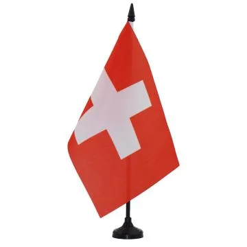 DRAPEAU DE TABLE SUISSE 21x14cm - PETIT DRAPEAUX DE BUREAU HELVÉTIQUE 14 x 21 cm