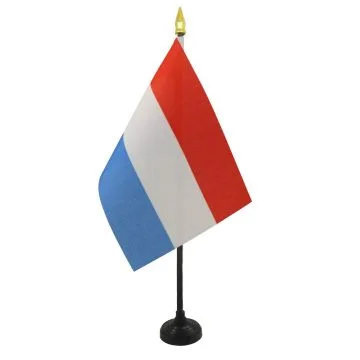 DRAPEAU DE TABLE LUXEMBOURG 15x10cm - PETIT DRAPEAUX DE BUREAU LUXEMBOURGEOIS 10 x 15 cm pointe dorée