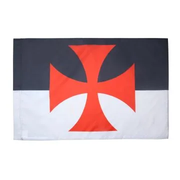 DRAPEAU TEMPLIERS BAUSSANT 150x90cm - DRAPEAU ORDRE DU TEMPLE BEAUCENT 90 x 150 cm Fourreau pour hampe
