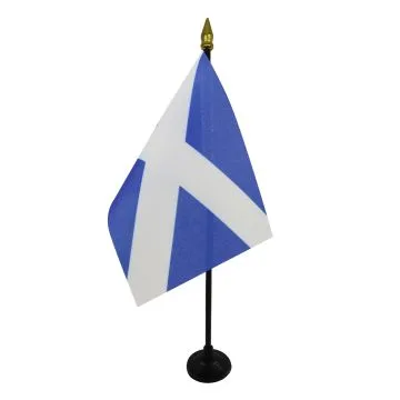 DRAPEAU DE TABLE ECOSSE 15x10cm - PETIT DRAPEAUX DE BUREAU ÉCOSSAIS 10 x 15 cm pointe dorée