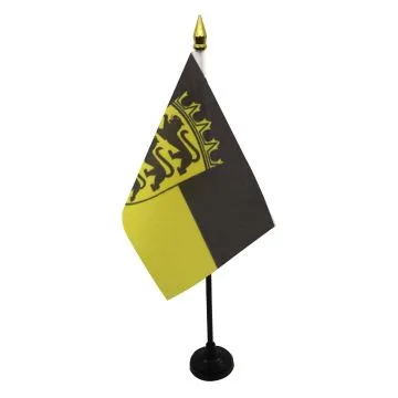 DRAPEAU DE TABLE BADE-WURTEMBERG 15x10cm - PETIT DRAPEAUX DE BUREAU BADEN-WÜRTTEMBERG - LAND ALLEMAGNE 10 x 15 cm pointe dorée