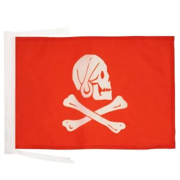 DRAPEAU PIRATE HENRY AVERY ROUGE 45x30cm - PAVILLON CORSAIRE TÍ?TE DE MORT 30 x 45 cm haute qualité