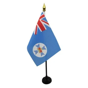 DRAPEAU DE TABLE QUEENSLAND 15x10cm - PETIT DRAPEAUX DE BUREAU AUSTRALIEN - AUSTRALIE 10 x 15 cm pointe dorée