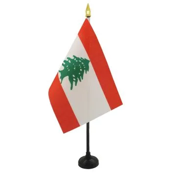 DRAPEAU DE TABLE LIBAN 15x10cm - PETIT DRAPEAUX DE BUREAU LIBANAIS 10 x 15 cm pointe dorée