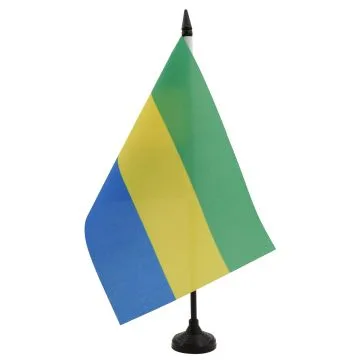 DRAPEAU DE TABLE GABON 21x14cm - PETIT DRAPEAUX DE BUREAU GABONAIS 14 x 21 cm