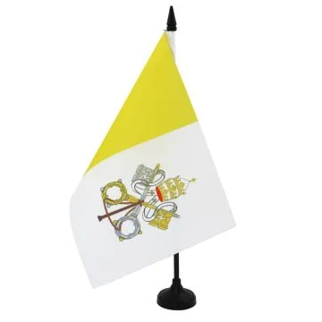DRAPEAU DE TABLE VATICAN 21x14cm - PETIT DRAPEAUX DE BUREAU VATICAN 14 x 21 cm