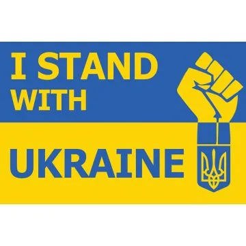 Ukraine I Stand with Ukraine Raised Fist Flag 3' x 5' 100D polyester grommets