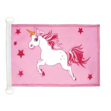 Pavillon nautique Licorne rose 45x30 cm Anneaux Plastiques