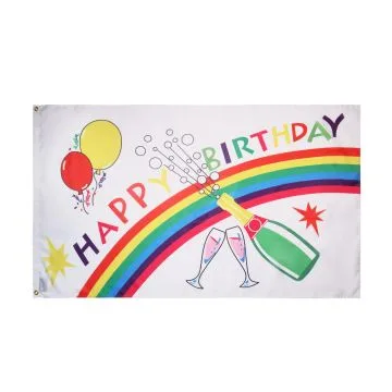 DRAPEAU JOYEUX ANNIVERSAIRE CHAMPAGNE 90x60cm - DRAPEAU HAPPY BIRTHDAY 60 x 90 cm - DRAPEAUX