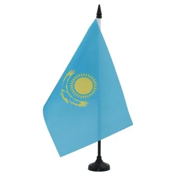 DRAPEAU DE TABLE KAZAKHSTAN 21x14cm - PETIT DRAPEAUX DE BUREAU KAZAKH 14 x 21 cm
