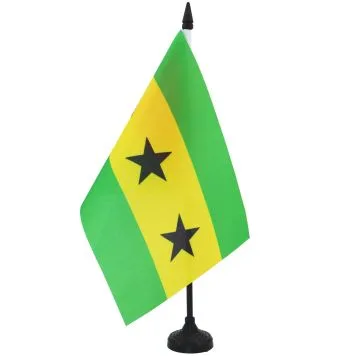 DRAPEAU DE TABLE SAO TOMÉ 21x14cm - PETIT DRAPEAUX DE BUREAU SANTOMÉEN 14 x 21 cm