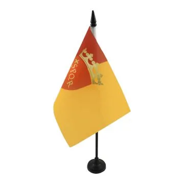 DRAPEAU DE TABLE VILLE DE ROME AVEC ARMES 21x14cm - PETIT DRAPEAUX DE BUREAU ROMA  - ITALIE 14 x 21 cm