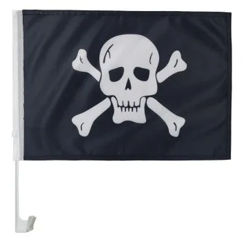 Drapeau de voiture PIRATE TÊTE DE MORT 45x30cm - Carflag CORSAIRE 30 x 45 cm