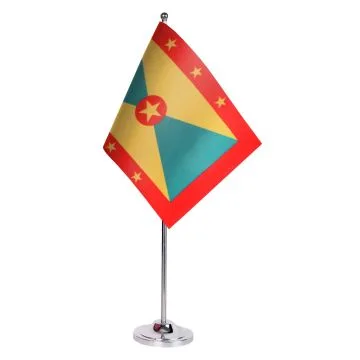 DRAPEAU DE TABLE prestige GRENADE 22x15cm en SATIN - GRAND DRAPEAUX DE BUREAU GRENADIN 15 x 22 cm