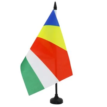 DRAPEAU DE TABLE SEYCHELLES 21x14cm - PETIT DRAPEAUX DE BUREAU SEYCHELLOIS 14 x 21 cm