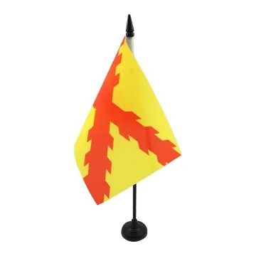 DRAPEAU DE TABLE ESPAGNE TERCIOS MORADOS VIEJOS 21x14cm - PETIT DRAPEAUX DE BUREAU EMPIRE ESPAGNOL 14 x 21 cm