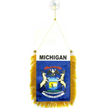 FANION MICHIGAN 15x10cm - Mini drapeau ETAT AMÉRICAIN - USA - ETATS-UNIS 10 x 15 cm spécial voiture - Bannière