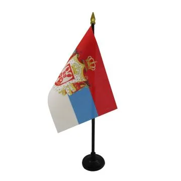 DRAPEAU DE TABLE ROYAUME DE SERBIE 1882-1918 15x10cm - PETIT DRAPEAUX DE BUREAU SERBE 10 x 15 cm pointe dorée