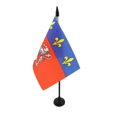 DRAPEAU DE TABLE PROVINCE DU LYONNAIS 21x14cm - PETIT DRAPEAUX DE BUREAU DE LYON 14 x 21 cm