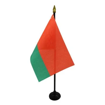 DRAPEAU DE TABLE BIÉLORUSSIE 15x10cm - PETIT DRAPEAUX DE BUREAU BIÉLORUSSE 10 x 15 cm pointe dorée