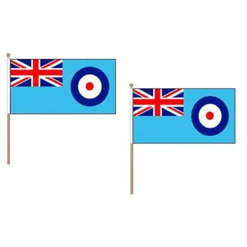 DRAPEAU ROYAL AIR FORCE BRITANNIQUE 45x30cm HAMPE en bois - LOT DE 10 DRAPEAUX RAF ENSIGN - FORCE AÍ?RIENNE ROYALE BRITANNIQUE 30 x 45 cm