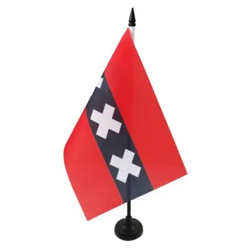 DRAPEAU DE TABLE AMSTERDAM 21x14cm - PETIT DRAPEAUX DE BUREAU HOLLANDAIS - PAYS-BAS 14 x 21 cm
