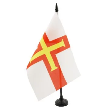 DRAPEAU DE TABLE GUERNESEY 21x14cm - PETIT DRAPEAUX DE BUREAU ANGLAIS 14 x 21 cm
