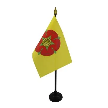 DRAPEAU DE TABLE COMTÉ DE LANCASHIRE 15x10cm - PETIT DRAPEAUX DE BUREAU COUNTY OF LANCASHIRE - ANGLETERRE 10 x 15 cm pointe dorée