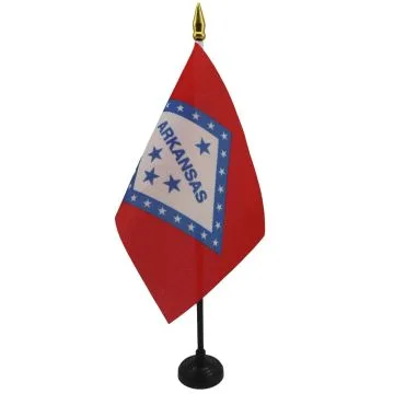 DRAPEAU DE TABLE ARKANSAS 15x10cm - PETIT DRAPEAUX DE BUREAU ETAT AMÉRICAIN - USA - ETATS-UNIS 10 x 15 cm pointe dorée