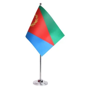DRAPEAU DE TABLE prestige ERYTHRÉE 22x15cm en SATIN - GRAND DRAPEAUX DE BUREAU ÉRYTHRÉEN 15 x 22 cm