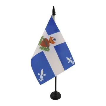 DRAPEAU DE TABLE QUÉBEC CARILLON SACRÉ C?UR 21x14cm - PETIT DRAPEAUX DE BUREAU QUÉBÉCOIS FLEUR DE LYS 14 x 21 cm