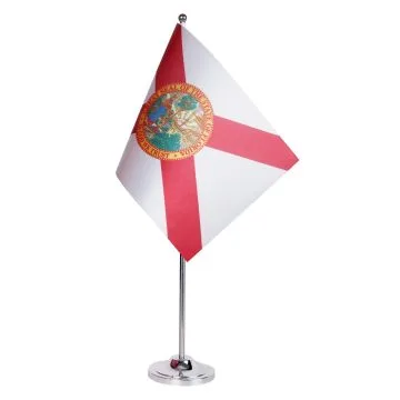DRAPEAU DE TABLE prestige FLORIDE 22x15cm en SATIN - GRAND DRAPEAUX DE BUREAU FLORIDIEN - ETAT AMÉRICAIN - USA - ETATS-UNIS 15 x 22 cm